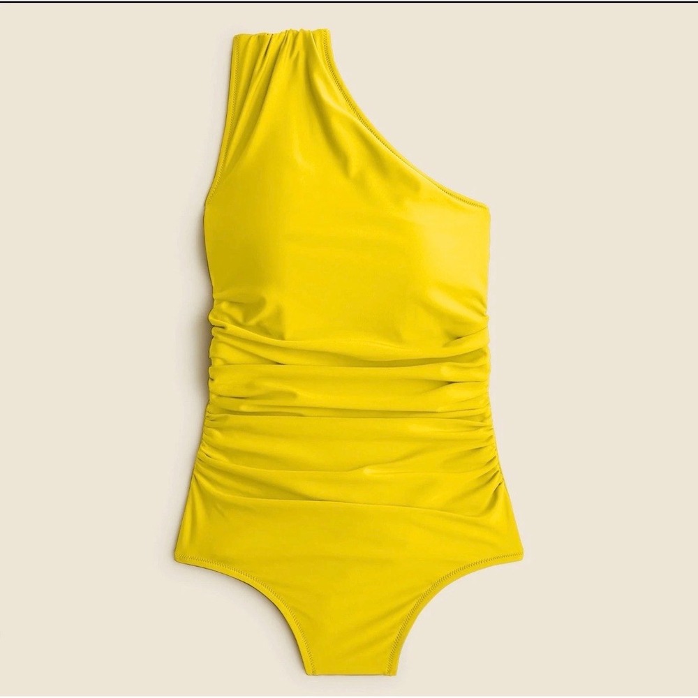 J.Crew | One-Shoulder Ruched One Piece Swimsuit Plus Size 20 Yellow BC108 - Picture 3 of 10
